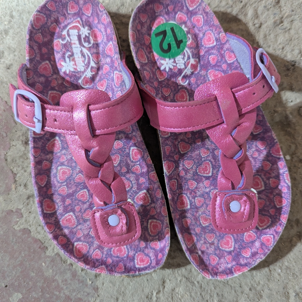 Northside Pink Heart Pattern Kids Sandals